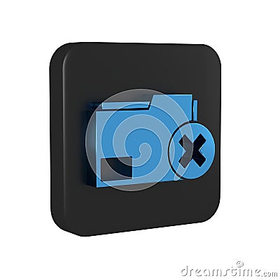 Blue Delete folder icon isolated on transparent background. Delete or error folder. Close computer information folder Stock Photo