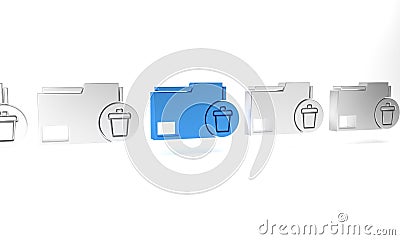 Blue Delete folder icon isolated on white background. Delete or error folder. Close computer information folder Cartoon Illustration
