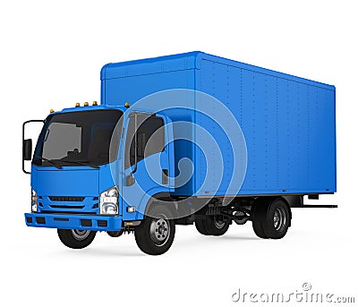 Blue Delivery Truck Isolated Stock Photo