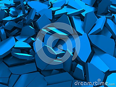 Blue demolition cracked surface chaotic background Cartoon Illustration