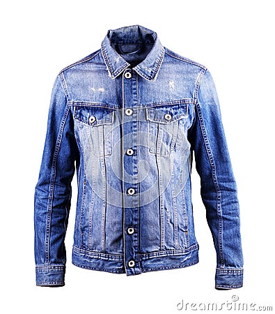 Blue denim jacket, isolate on a white background Stock Photo