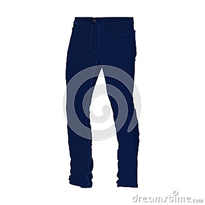 Blue Denim Long Pants Fashion Style Item Illustration Vector Illustration