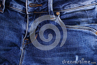 Blue denim texture with pocket Stock Photo