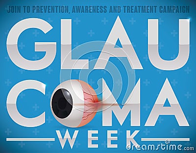 Blue Design with Sick Eye Commemorating Glaucoma Week Celebration, Vector Illustration Vector Illustration