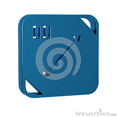 Blue Diagonal measuring icon isolated on transparent background. Stock Photo
