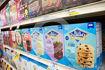Blue Diamond Almond pastry mix at store Editorial Stock Photo