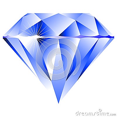 Blue diamond isolated on white Vector Illustration