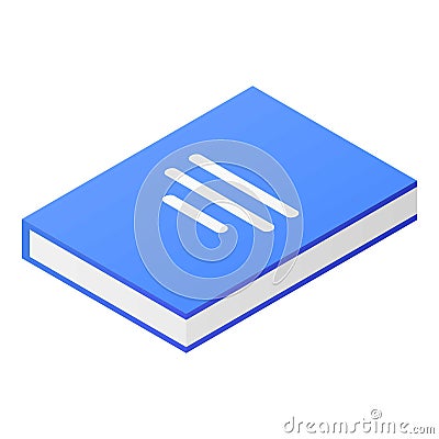 Blue diary icon, isometric style Vector Illustration