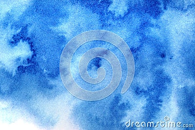 Blue diffused watercolor stains Stock Photo