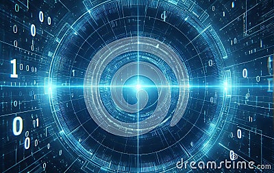 Blue digital binary data earth computer screen background - technology Stock Photo