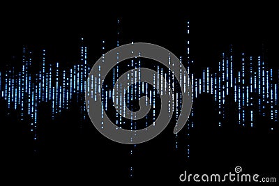 Blue digital equalizer audio sound waves on black background, stereo sound effect signal Stock Photo