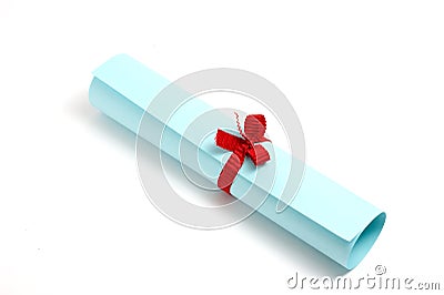 Blue diploma scroll Stock Photo