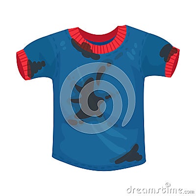 Blue dirty t-shirt. Vector illustration on a white background. Vector Illustration