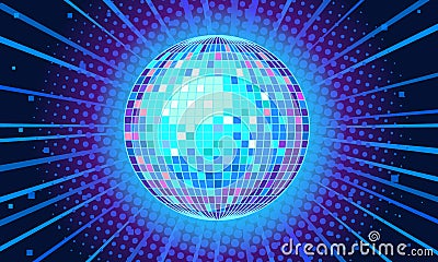 Blue disco ball background Vector Illustration