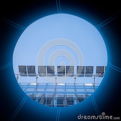 A blue disk in a blue square Stock Photo