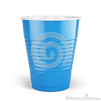 Blue disposable cup - plastic cup isolated on white Stock Photo