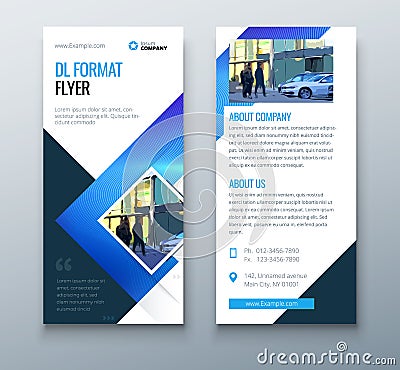 Blue DL Flyer design with square shapes, corporate business template for dl flyer. Creative concept flyer or banner Vector Illustration