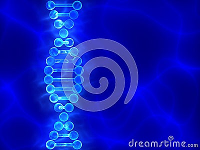 Blue DNA (deoxyribonucleic acid) background with waves Stock Photo