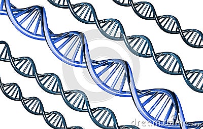 Blue DNA outstanding, dominant gene, isolated on white background, 3d rendered Stock Photo