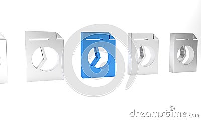 Blue Document with graph chart icon isolated on white background. Report text file icon. Accounting sign. Audit Cartoon Illustration