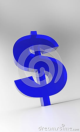 Blue dollar sign Cartoon Illustration