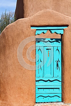 Southwestern Blue Door Stock Photo