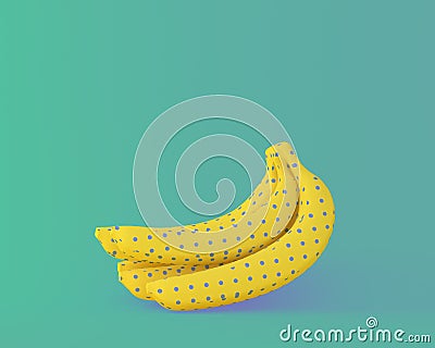 Blue dot on yellow banana on blue pastel background. minimal foo Stock Photo