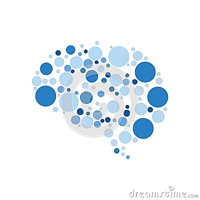 Blue Dots in Brain Form Neuron Health Education Technology Vector Illustration