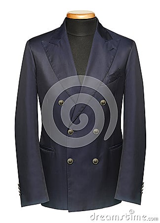 Blue double-breasted jacket on mannequin Stock Photo