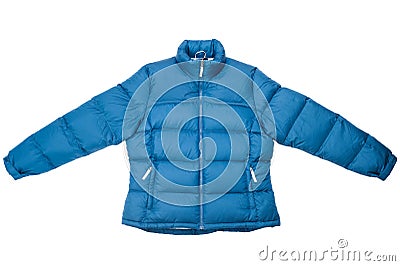 Blue down jacket Stock Photo