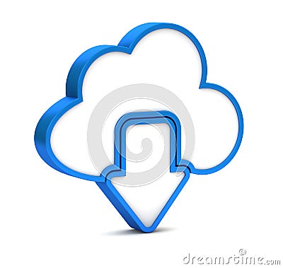 Blue download from cloud icon Stock Photo