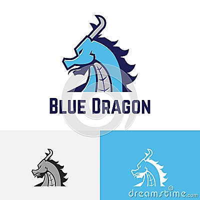 Blue Dragon Head Cool Esport Game Logo Vector Illustration