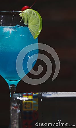 Gin Fresh Blue Lime Drink Stock Photo