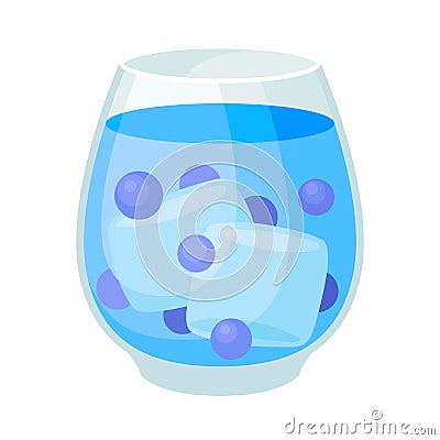 Blue drink in a glass. Vector illustration on a white background. Vector Illustration