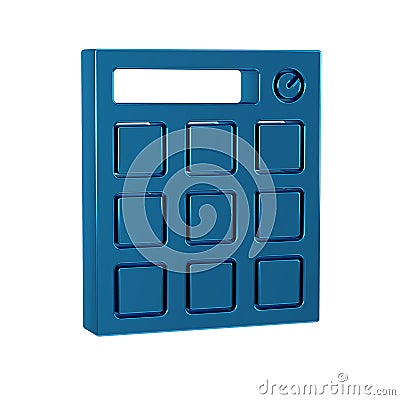 Blue Drum machine music producer equipment icon isolated on transparent background. Stock Photo