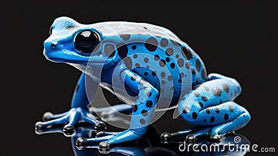 Blue dyeing dart frog Dendrobates tinctorius azureus. AI Generative Stock Photo