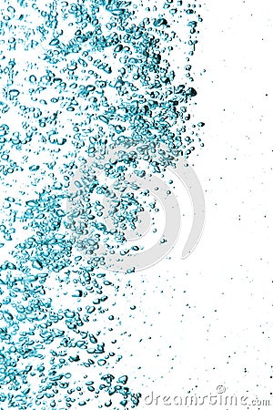 Blue effervescent bubbles of water Stock Photo