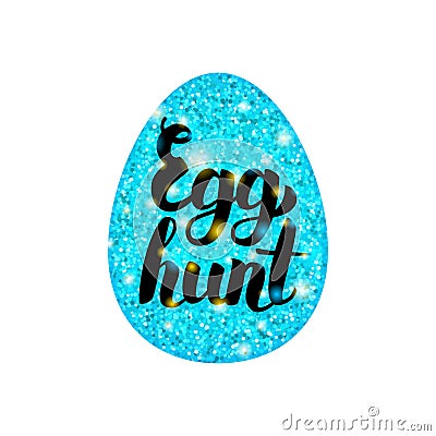 Blue Egg Hunt Greeting Vector Illustration