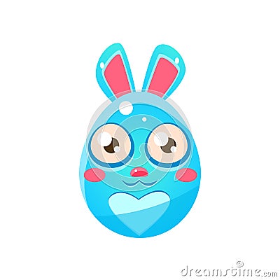 Blue Egg Shaped Easter Bunny Vector Illustration