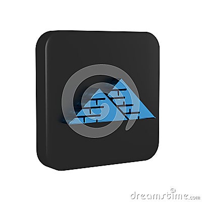 Blue Egypt pyramids icon isolated on transparent background. Symbol of ancient Egypt. Black square button. Stock Photo