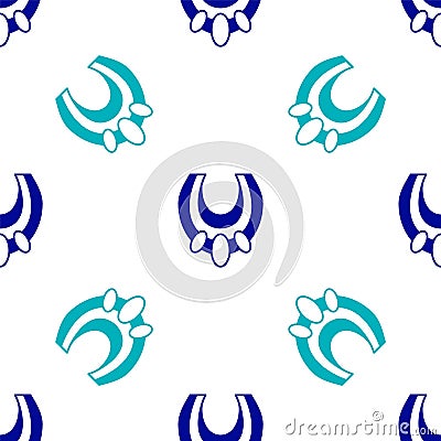 Blue Egyptian necklace icon isolated seamless pattern on white background. Vector Vector Illustration