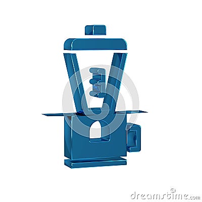 Blue Electric coffee grinder icon isolated on transparent background. Stock Photo