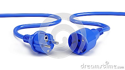 Blue Electric plugs on white Stock Photo