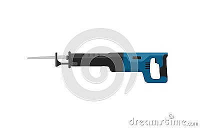 Blue electric sabre saw on a white background. Vector Illustration