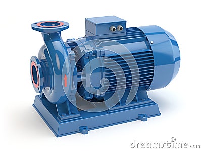 Blue electric water pump, 3D illustration Cartoon Illustration