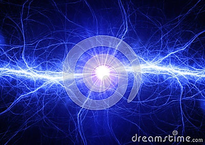 Blue electrical lightning bolt Stock Photo