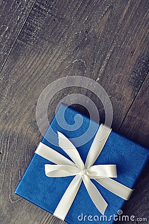 Blue elegant gift box Stock Photo