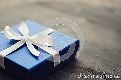 Blue elegant gift box Stock Photo