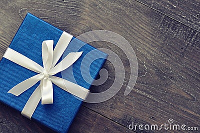 Blue elegant gift box Stock Photo