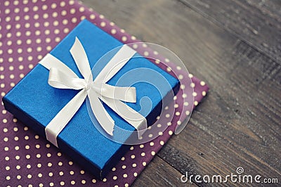 Blue elegant gift box Stock Photo